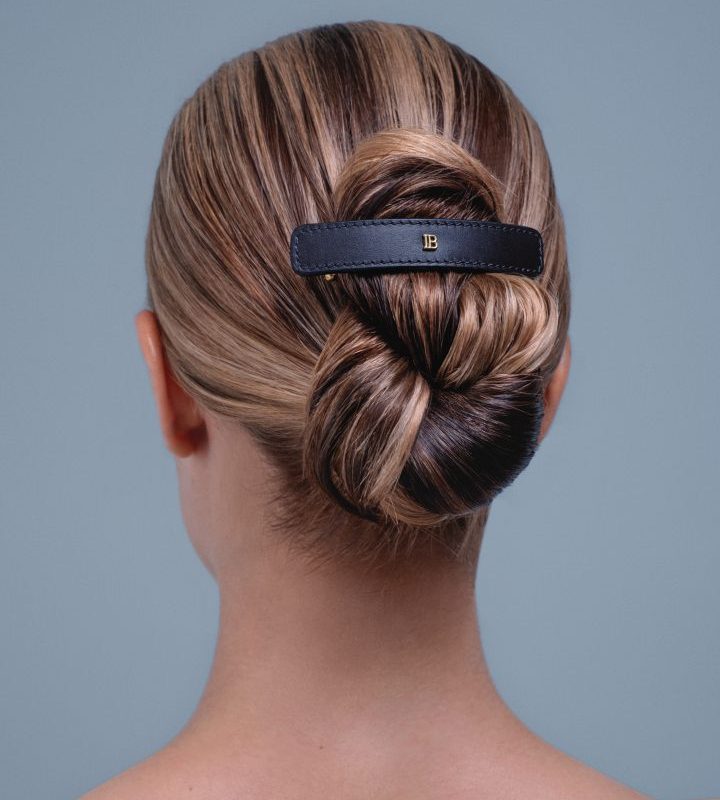 BalmainHair Accessories Model Leather Barrette Cosmic Sapphire
