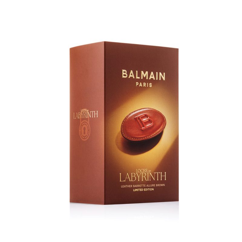 BalmainHair Accessories LimitedEdition LeatherBarretteBrown LE HJ BAR L B C2 26 Box 1200x1200